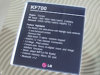 LG-KF700の主要スペック