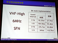 増田氏は、VHF帯ハイバンド、6MHz幅、全国単一周波数（SFN）をイメージしていると語った